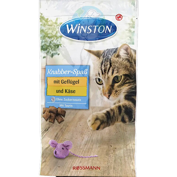 تشویقی مغزدار گربه طعم مرغ و پنیر 50گرمی Winston